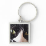Black Cat, White Whiskers, Green Eyes Key Chains