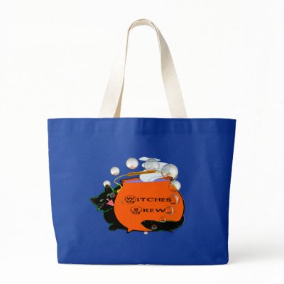 Black Cat Witches Brew Halloween Bags by MindDesignGrafx