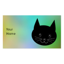 Black Cat, with a background of rainbow colours. Business Card Templates