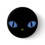 Black Cat With Big Blue Eyes Button