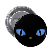 Black Cat With Big Blue Eyes Button