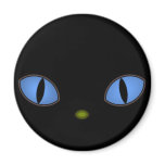 Black Cat With Big Blue Eyes Fridge Magnet