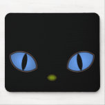 Black Cat With Big Blue Eyes Mousepad