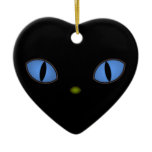 Black Cat With Big Blue Eyes Christmas Ornament