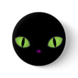 Black Cat With Big Green Eyes Buttons