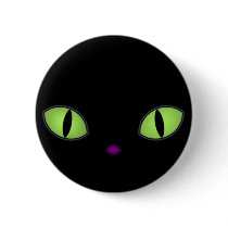 Black Cat With Big Green Eyes Buttons