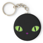 Black Cat With Big Green Eyes Key Chains