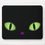 Black Cat With Big Green Eyes Mouse Pads