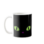 Black Cat With Big Green Eyes Coffee Mug