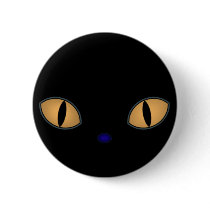 Black Cat With Big Orange Eyes Pin