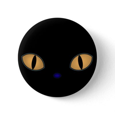 Black Cat With Big Orange Eyes Pin by JaZilla