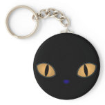Black Cat With Big Orange Eyes keychains