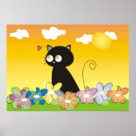 Black Cat with Butterfly Posters