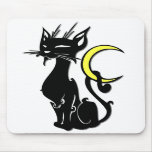 Black Cat with Moon Mousepad