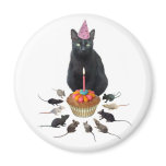 Black Cat with Rats Birthday Fridge Magnet
