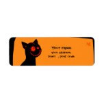 Black cat with red eyes Halloween address label