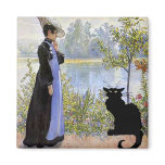 Black Cat With Woman Fridge Magnets