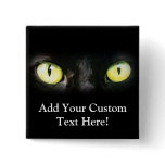 Black Cat, Yellow Green Eyes, Sleek and Spooky buttons
