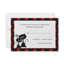 Black Cats and Polka Dots Wedding Response Card Personalized Announcement