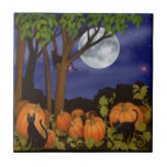 Black Cats in Pumpkin Patch Tile