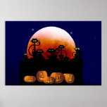 Black Cats, Moon, Pumpkins Poster posters