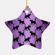 Black Cats Pattern on Purple Christmas Ornament