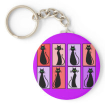Black Cats Pop Art Gifts Key Chains