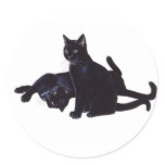 black cats round sticker