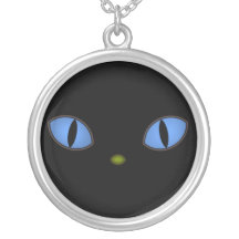 Black Cats With Big Blue Eyes Personalized Necklace