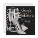 Black Champagne High Heels Bachelorette Party invitations