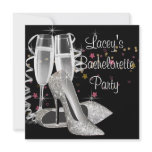 Black Champagne High Heels Bachelorette Party invitations