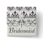 black chandelier on white modern damask design buttons