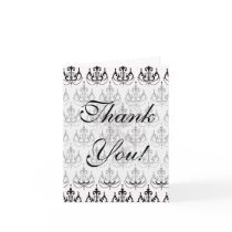 black chandelier on white modern damask design cards