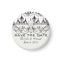 black chandelier on white modern damask design magnets