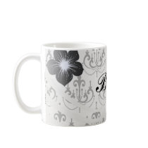 black chandelier on white modern damask design mugs