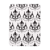 black chandelier on white modern damask design vinyl magnets