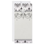 black chandelier on white modern damask design personalised rack card