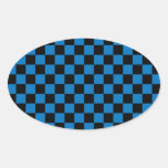 Black checkers on dark blue background sticker