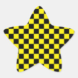 Black checkers on yellow background sticker
