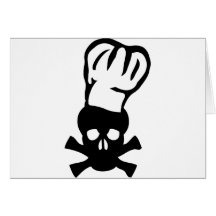 black chef skull chefs head cook greeting card