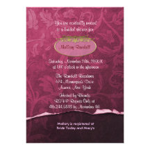 Black Cherry Damask - Bridal Shower Custom Announcement