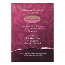 Black Cherry Damask Rehearsal Dinner Invitation