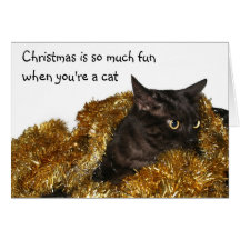 Black Christmas cat Greeting Cards