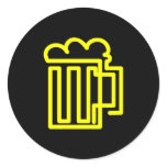 Black Continous Line Beer Mug Round Stickers