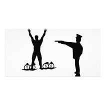 black cop and robber icon personalized photo card
