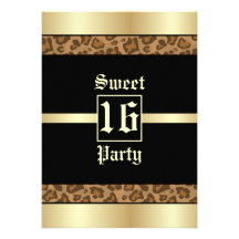 Black & Cougar Sweet 16 Birthday Party Invitation