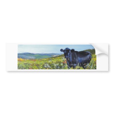 black cow & landscape painting bumper stickers by mike_jory