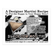 Black Cow Moo-Tini Martini Recipe Postcard