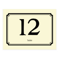 Black cream art deco reception table number card postcards