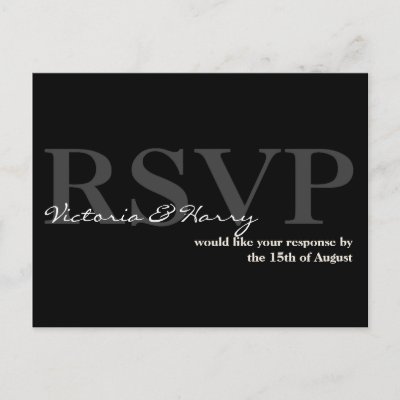 Black cream RSVP simple wedding response card Post Card by FidesDesign